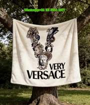 Versace Very Versace Art Print Gold Black White Flannel Sofa Throw Blanket IMG_1562
